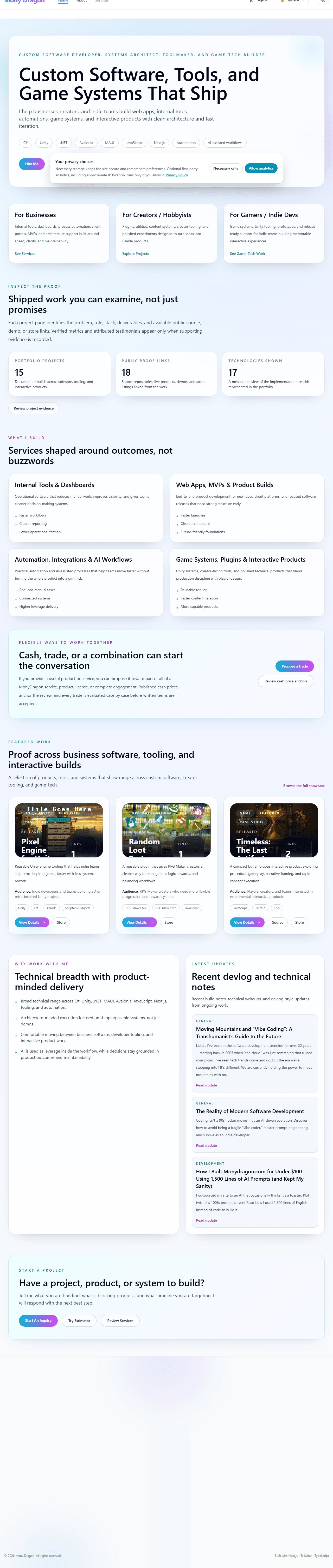 Monydragon.com — Business Operations Hub project preview